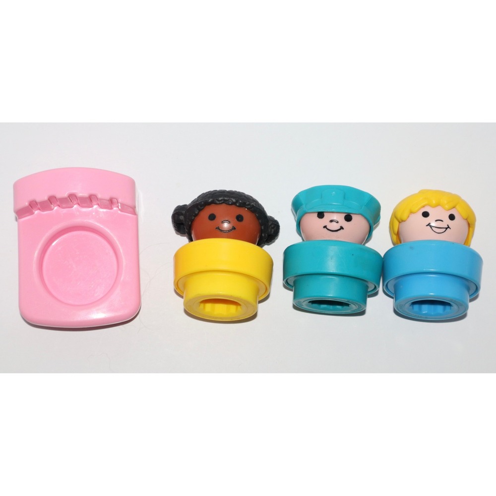 Fisher Price Little People Vintage Chunky Figures Lot 3 People and Pink Chair